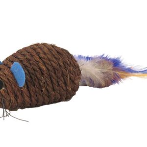K046 Zabawka mysz sizal/piórka 10cm
