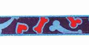 Smycz Happet S114 fiolet serca/kości 2.5cm