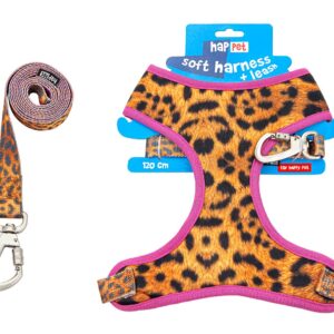 Smycz+miękkie szelki - panterka