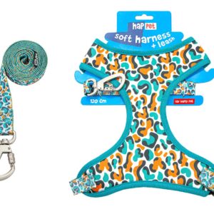 Smycz+miękkie szelki-kwiaty